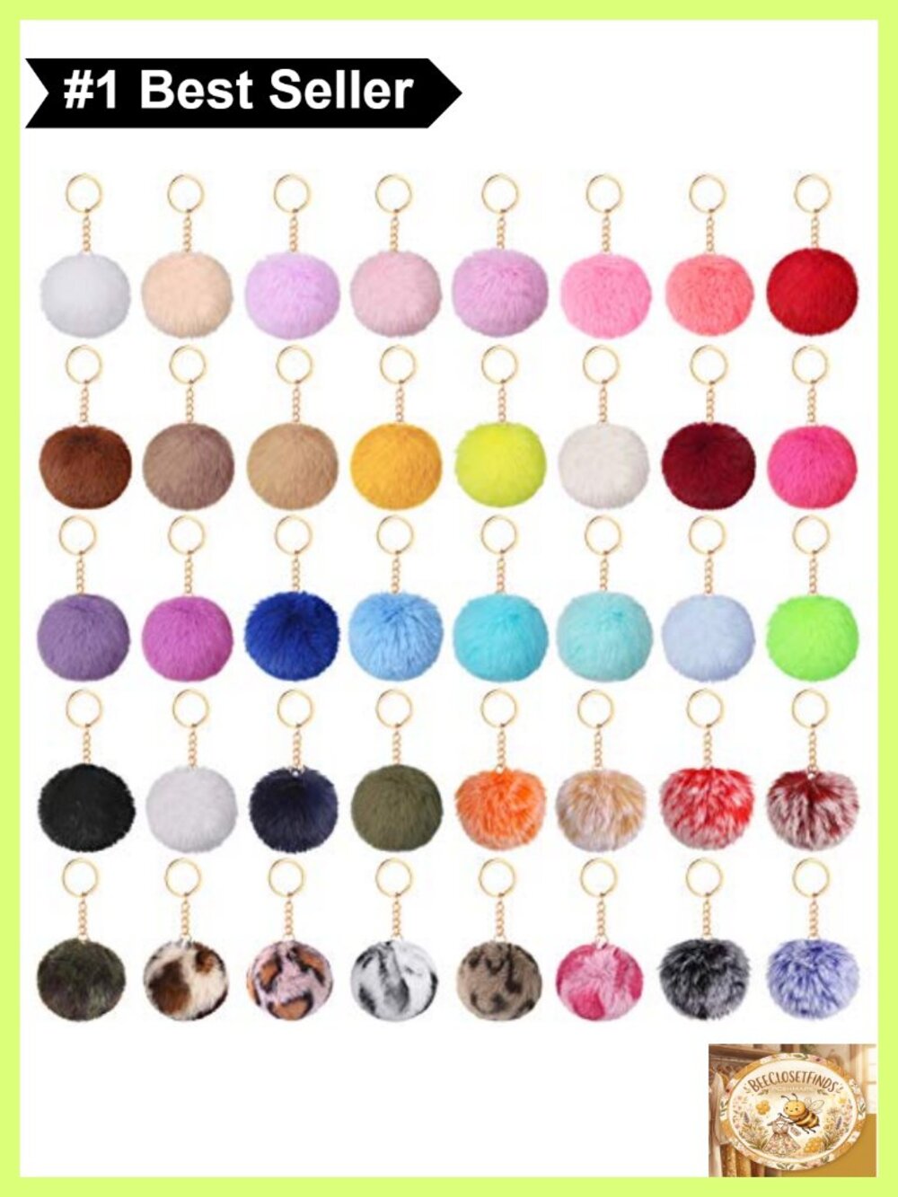 Faux Fur Pom Pom Keychain Fluffy Bag Charm Purse Accessory
